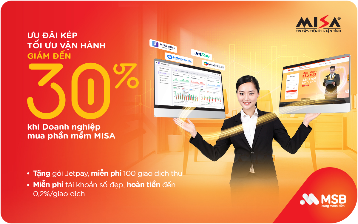 Giảm đến 30% khi mua phần mềm MISA