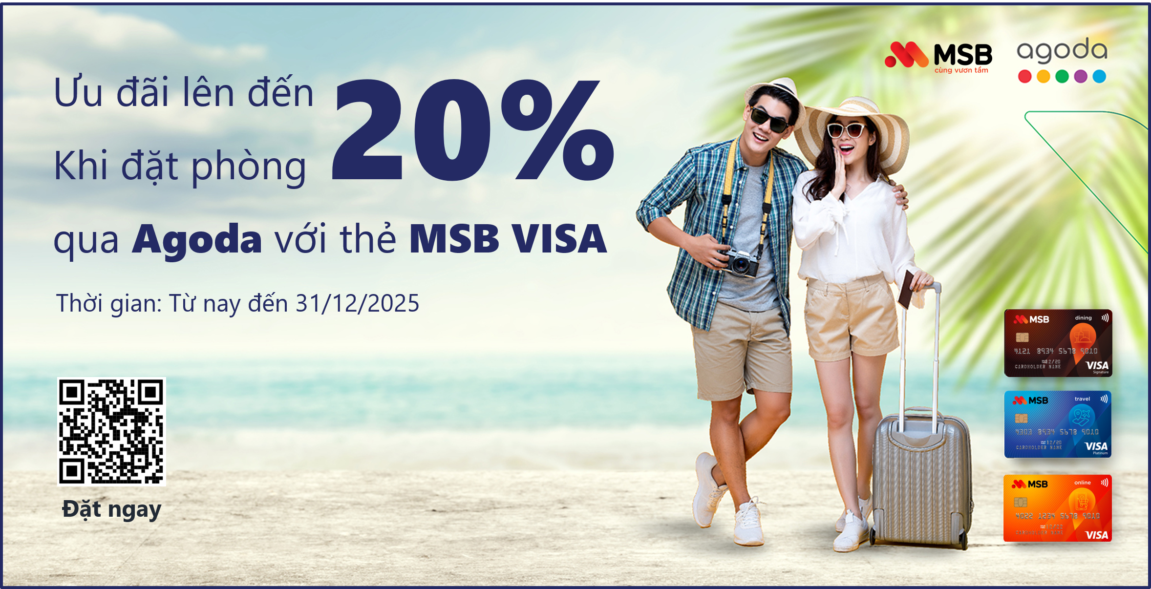 Agoda: Giảm lên đến 20% khi đặt phòng khách sạn thanh toán bằng thẻ MSB Visa
