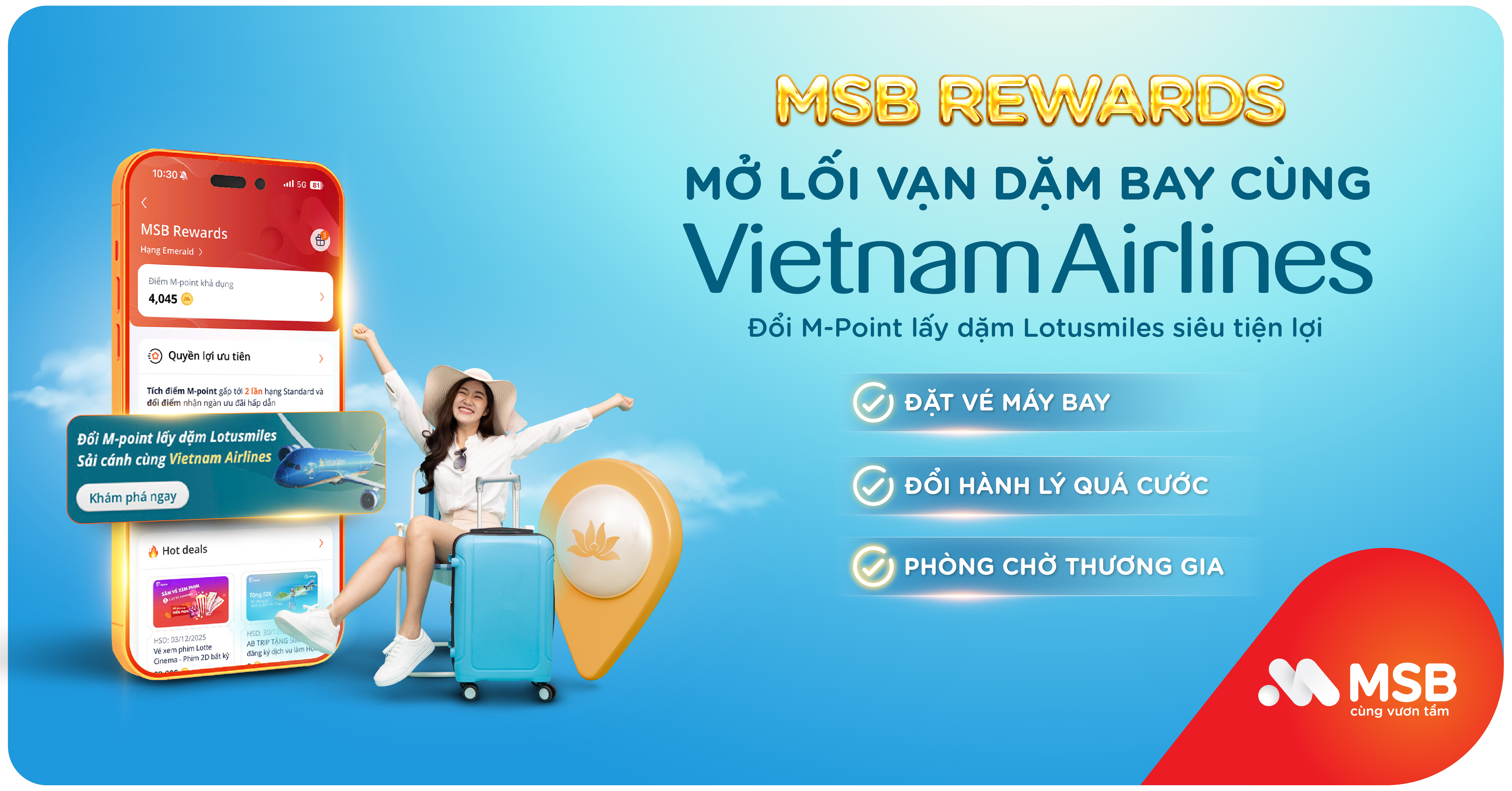 MSB REWARDS: MỞ LỐI VẠN DẶM BAY CÙNG VIETNAM AIRLINES