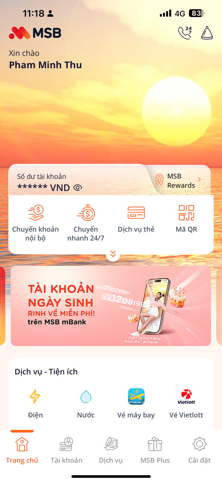  Sao kê nhanh chóng qua các bước đơn giản trên ứng dụng của ngân hàng MSB 